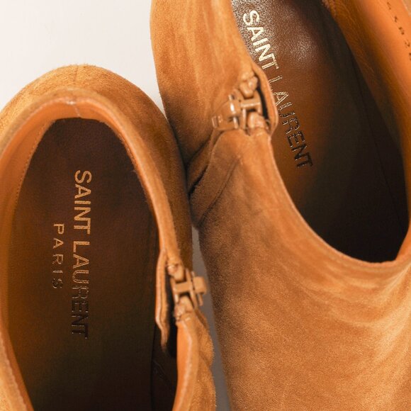 Saint Laurent Babies 70s Fringe Camel-Brown Suede Boots - Picture 10 of 11